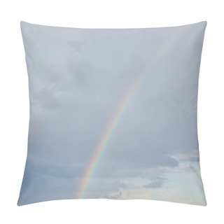 Personality  Rainbow On Blue Sky Background With Clouds And Sunlight Pillow Covers