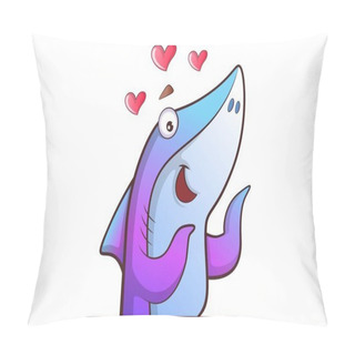 Personality  Vector Cartoon Illustration Of Cute Shark Dancing. Isolated On White Background. Pillow Covers