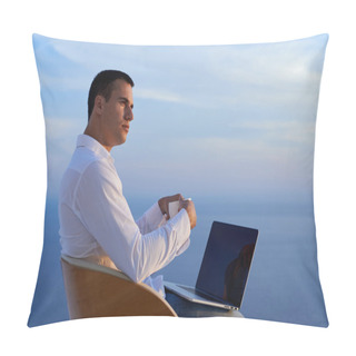 Personality  Relaxed Young Man At Home On Balcony Pillow Covers