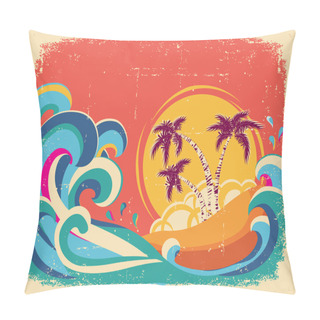 Personality  Vintage Tropical Card On Old Paper Texture.Vector Background Pillow Covers