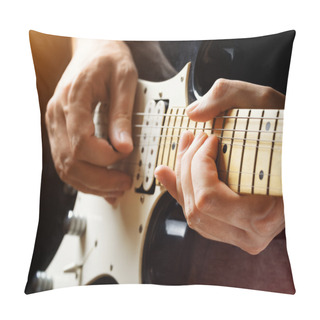Personality  Man Playing Guitar. Close-up View Pillow Covers
