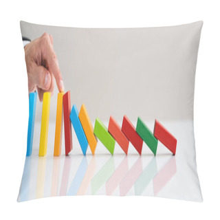 Personality  Fall Prevention. Stop One Domino To Prevent Risk Pillow Covers