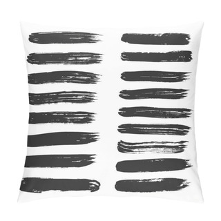 Personality  Collection Of Line Hand Drawn Trace Brush Strokes Black Paint Texture Set Vector Illustration Isolated On White Background. Calligraphy Brushes High Detail Abstract Elements. Pillow Covers