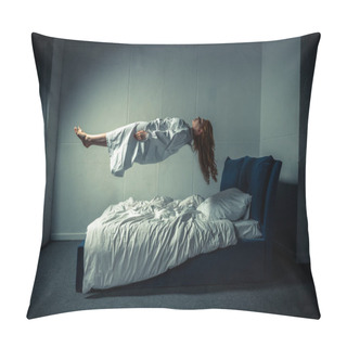 Personality  Obsessed Girl In Nightgown Sleeping And Levitating Over Bed Pillow Covers