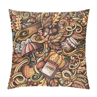 Personality  Cartoon Hand-drawn Doodles On The Subject Of Autumn Theme Seamless Pattern Pillow Covers