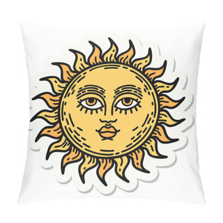 Personality  Sticker Of Tattoo In Traditional Style Of A Sun With Face Pillow Covers