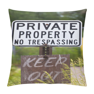 Personality  Weathered No Trespassing Sign Pillow Covers