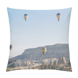 Personality  Mountain Landscape With Hot Air Balloons In Goreme National Park, Fairy Chimneys, Cappadocia, Turkey Pillow Covers