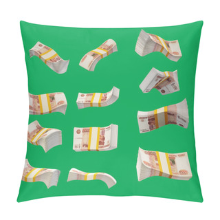 Personality  Stack Of The Russian Ruble. Bundles Of Russian Money In Different Angles. Bundles Of Russian Money In Motion. Isolated 3d Render 5000 Rubles Pillow Covers