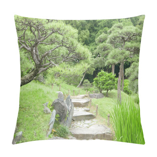 Personality  Pinus Thunbergii Trees, Stone Footpath And Staircases In Park Pillow Covers