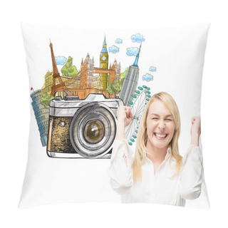 Personality  Woman Going On Holidays, Sights Pillow Covers