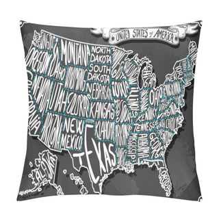 Personality  United States Of America On Vintage Handwriting BlackBoard Pillow Covers