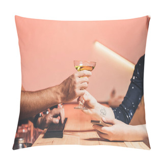 Personality  Barman Giving Cocktail To Visitor Pillow Covers