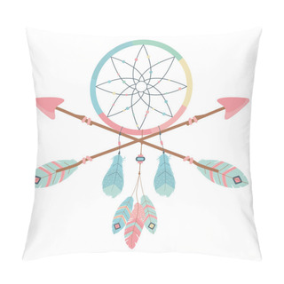 Personality  Isolated Boho Arrow And Dream Catcher Vector Design Vector Illustration Pillow Covers
