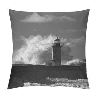 Personality  Infrared Old Lighthouse Under Heavy Storm Pillow Covers