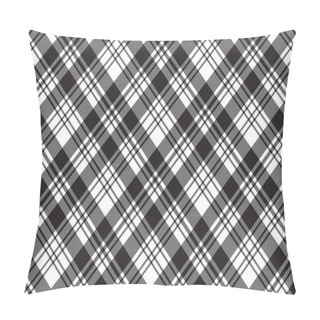 Personality  Fabric Texture Diagonal Black White Plaid Seamless Pattern. Vector Illustration. Pillow Covers