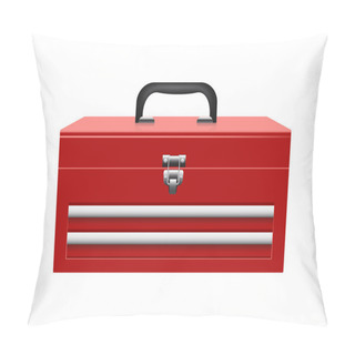 Personality  Closed Red Toolbox Isolated On White Background Pillow Covers