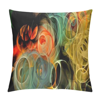 Personality  Abstract Psychedelic Background Colored Fractal Hotspots Arranged Circles And Spirals Of Different Sizes Digital Graphic Design Alchemy. Magic. Pillow Covers