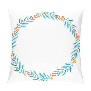 Personality  Watercolor Frame Of Colorful Twigs Leaves And Flowers Vector Pillow Covers
