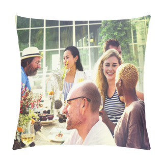 Personality  Diversity Friends Eating At Outdoors Pillow Covers