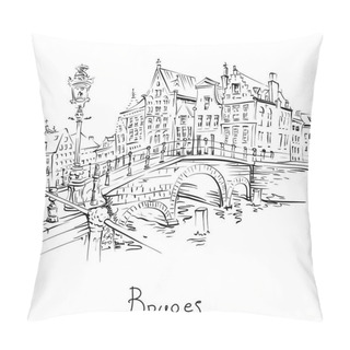 Personality  Scenic City View Of Bruges Canal With Beautiful Houses Pillow Covers