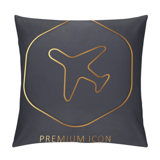 Personality  Airplane Facing Left Golden Line Premium Logo Or Icon Pillow Covers