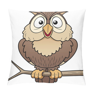 Personality  Cartoon Owl Sitting On Tree Branch Pillow Covers