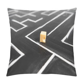 Personality  Selective Focus Of Cut Cheese In Painted Labyrinth Pillow Covers