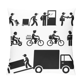 Personality  Delivery Man Postman Courier Post Stick Figure Pictogram Icon Pillow Covers