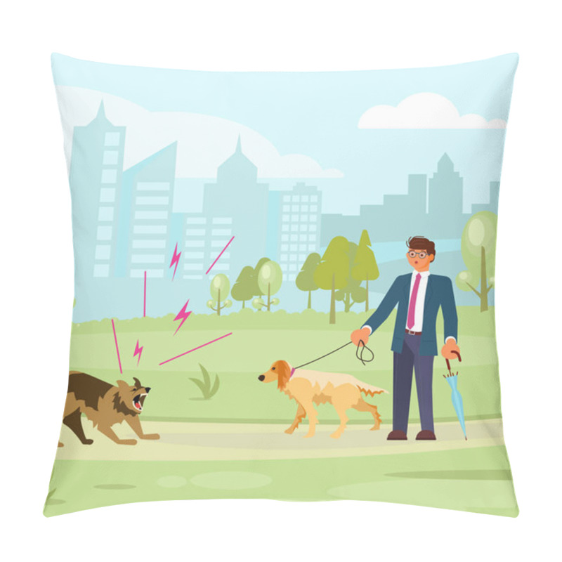 Personality  Man Walks With A Dog Pillow Covers