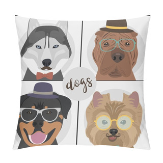 Personality  Hipster Dog Card For Birthday Card Pillow Covers