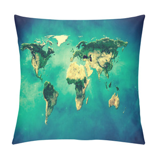 Personality  Physical World Map Illustration. Elements Of This Image Furnished By NASA Pillow Covers