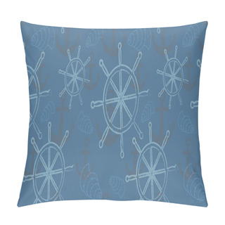 Personality  Vector Seamless Sea Pattern With Ship's Wheel, Anchor. Cartoon Print. Vector Illustration. Scrapbook Paper, Wrapping Paper. Pillow Covers
