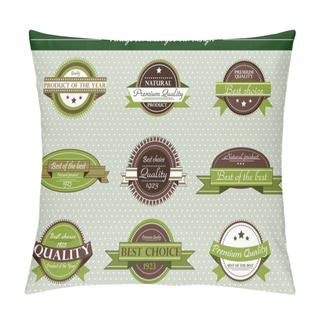 Personality  Vector Vintage Set Label For Old Design On Green Pillow Covers
