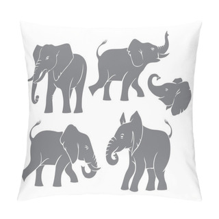 Personality  Silhouettes Of Grey Elephants Pillow Covers