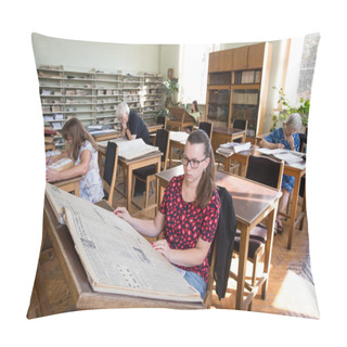 Personality  The Reading Room Of Vernadskyi National Library Of Ukraine In Kiev, Ukraine. October 14, 2015. Pillow Covers