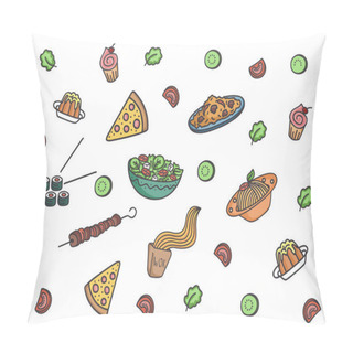 Personality  Cartoon Vector Food Pattern Pillow Covers