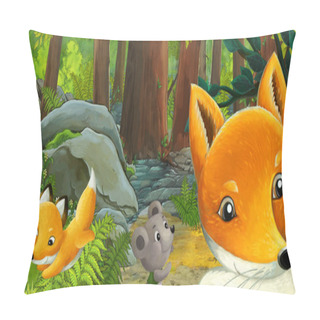 Personality  Cartoon Scene With Friendly Animal In The Forest - Illustration For Children Pillow Covers