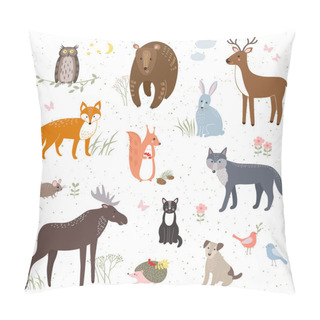 Personality  Set Of Cute Animals. Pillow Covers