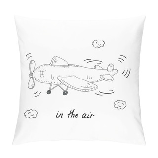 Personality  Hand Drawn Page For Coloring Book With Helicopter Cartoon Vector Illustration Pillow Covers