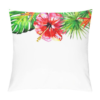 Personality  Hawaiian Flowers, Exotic Plants, Isolated On A White Pillow Covers