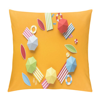 Personality  Summer Vacation For Big Family On Yellow Background Pillow Covers