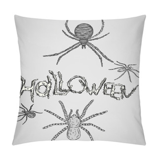 Personality  Happy Halloween Vector Card With Spiders Pillow Covers