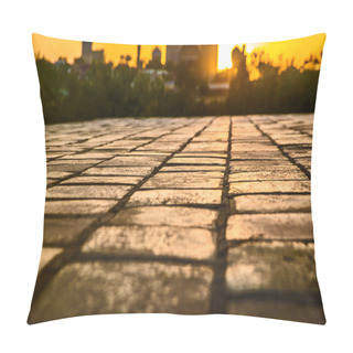 Personality  Cobbles At Sunset. Sunlight On Cobbled Stones Against Asian Palace Mosque. Pillow Covers