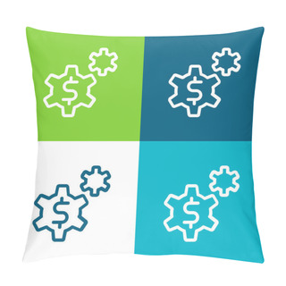 Personality  Application Flat Four Color Minimal Icon Set Pillow Covers