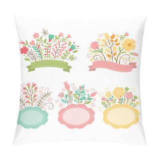 Personality  Set Of Floral Bouquets , Romantic Composition, Vector Collection Pillow Covers