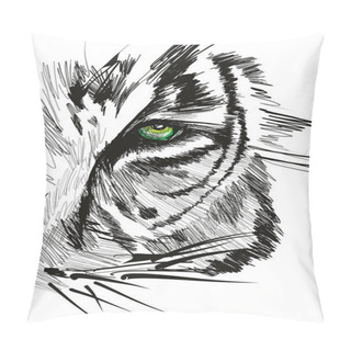 Personality  Sketch Of Tiger Face Vector Illustration Pillow Covers