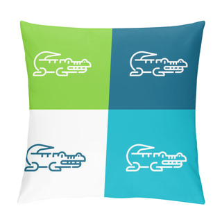 Personality  Alligator Flat Four Color Minimal Icon Set Pillow Covers