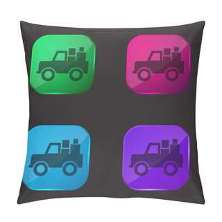 Personality  All Terrain Vehicle With Cargo Four Color Glass Button Icon Pillow Covers