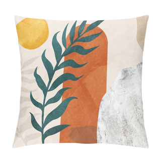 Personality  Botanical Abstract Art, Watercolor, Nature Leaves And Flowers Beige And Brown Tones In Perfect Harmony And Trend To Decorate Your Home Or Office Pillow Covers